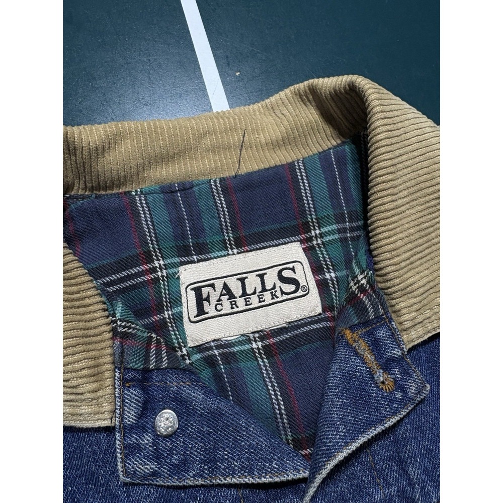 Vintage Denim Jacket Flannel-Lined Trucker Men's Medium Boxy Corduroy Collar 90s - Picture 6 of 16
